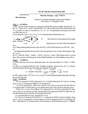 Kỳ thi chọn học sinh giỏi thành phố Môn thi Hóa học - Lớp 9 THCS Thời gian 150 phút